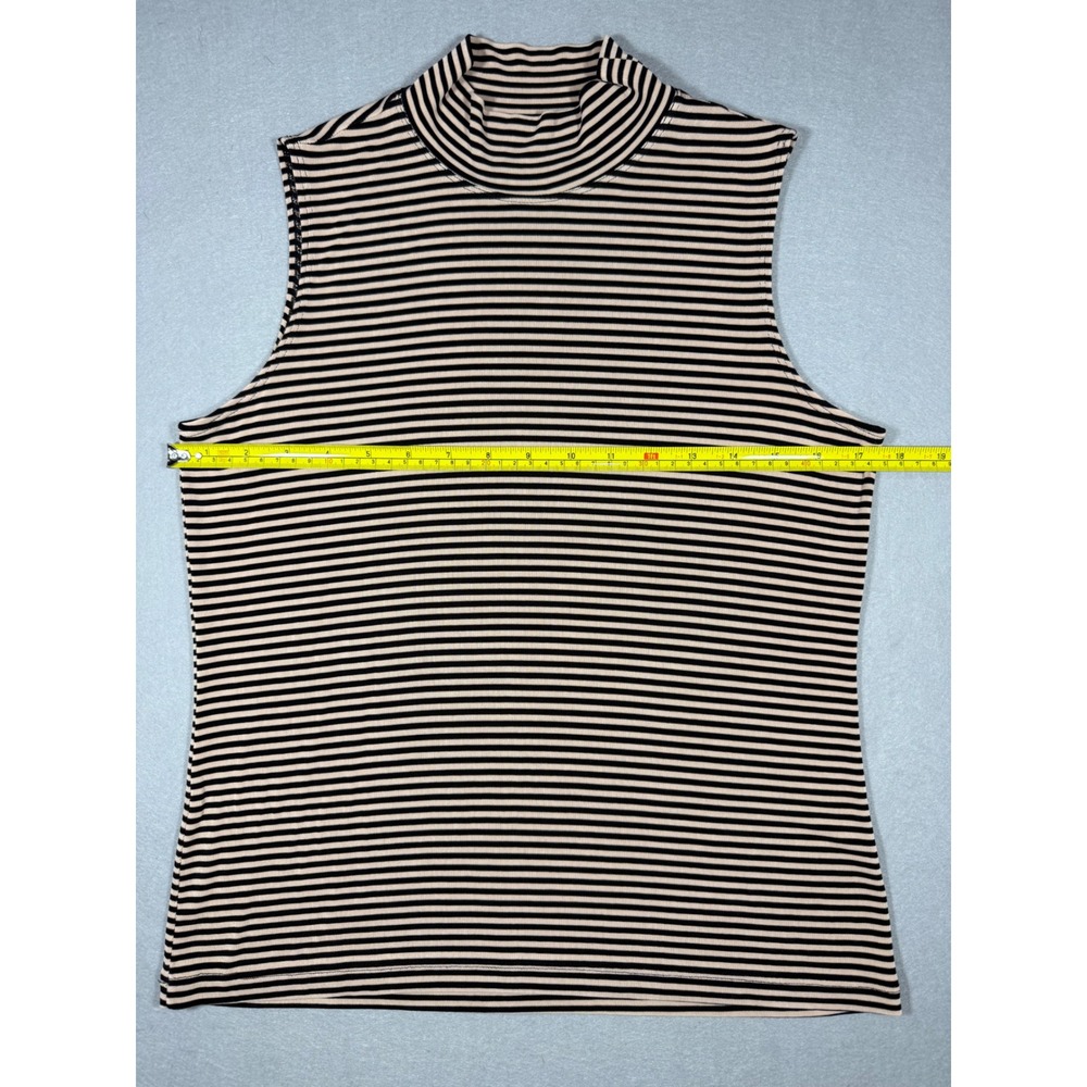Vintage 90s Striped Chicos Private Edition Mock Neck Slinky Knit Top Sz 1 M/L - Picture 2 of 6